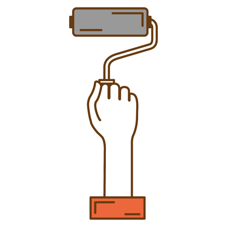 hand with roller paint isolated icon vector illustration designのイラスト素材