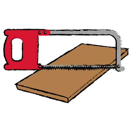 Handsaw tool with wooden board vector illustrationのイラスト素材