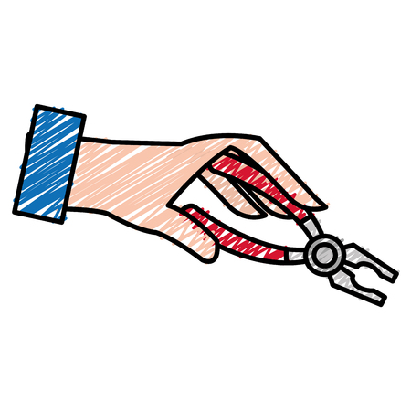 hand with pliers tool isolated icon vector illustration designのイラスト素材