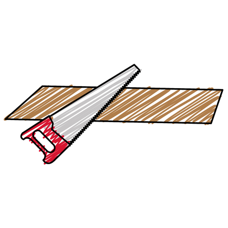 handsaw tool with wooden board vector illustration designのイラスト素材