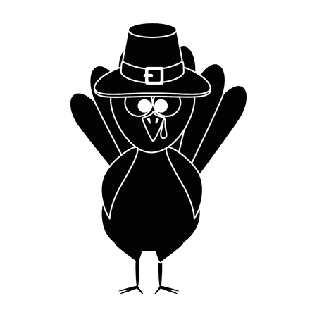 thanksgiving turkey with hat character icon vector illustration designのイラスト素材