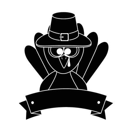 thanksgiving turkey with hat character icon vector illustration designのイラスト素材