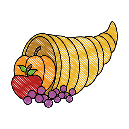 thanksgiving horn with fruits vector illustration designのイラスト素材