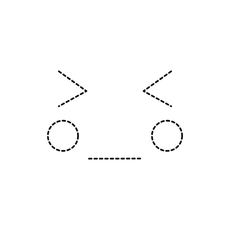 eyes closed shut face emoji icon image vector illustration design black dotted lineのイラスト素材