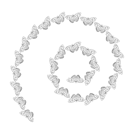 pattern of a whirling of butterfly spiral decoration designのイラスト素材