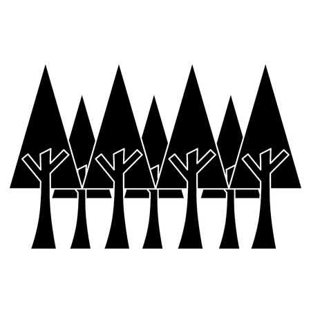  pine trees foliage ecology environment botanical vector illustration black imageのイラスト素材