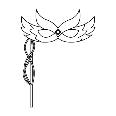 mardi gras carnival face mask with feathers and handle decoration vector illustrationのイラスト素材