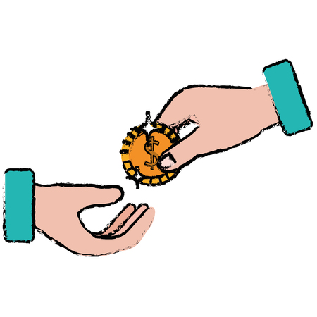hands with coin money isolated icon vector illustration designのイラスト素材