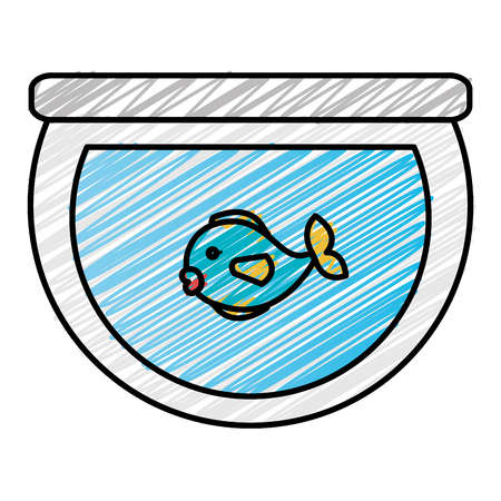 aquarium glass with cute fish vector illustration designのイラスト素材