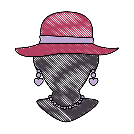 mannequin with elegant female hat and necklace vector illustrationのイラスト素材