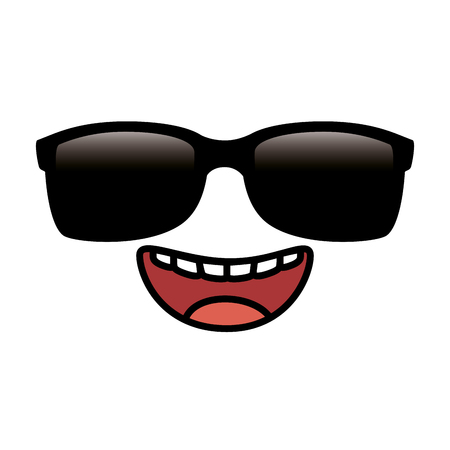Happy emoji face with sunglasses vector illustration designのイラスト素材