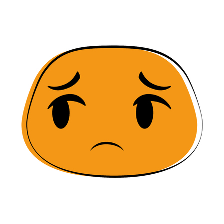 Sad orange emoticon face icon  illustration designのイラスト素材
