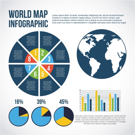 world map infographic chart population vector illustrationのイラスト素材
