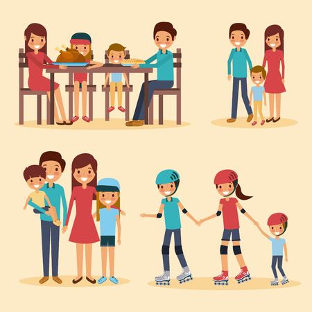 Family different activities illustration.のイラスト素材