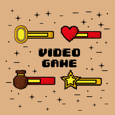 video game bars life coins treasure win symbol vector illustrationのイラスト素材