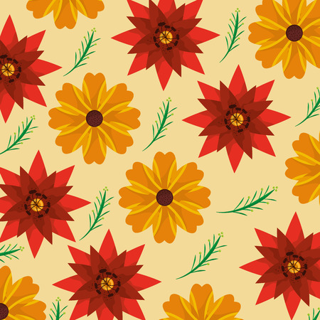 Floral flower, natural leaves decoration pattern illustration.のイラスト素材