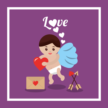 Love cupid heart mail message arrow, vector illustration.のイラスト素材