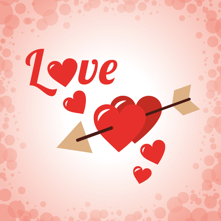 love cupid hearts pierced arrow pink background vector illustrationのイラスト素材