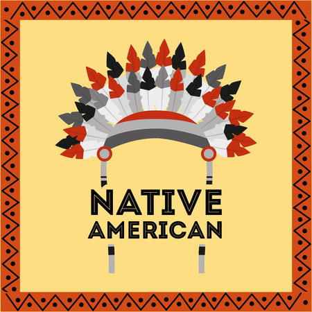 native american headwear feathers tribal decoration framevector illustrationのイラスト素材