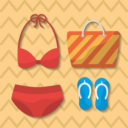 summer swimsuit bikini bag flip flops bag vector illustrationのイラスト素材