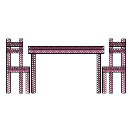 wooden table chair dining furniture empty icon vector illustration drawn imagenのイラスト素材