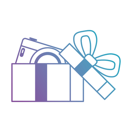 gift box present with camera vector illustration designのイラスト素材