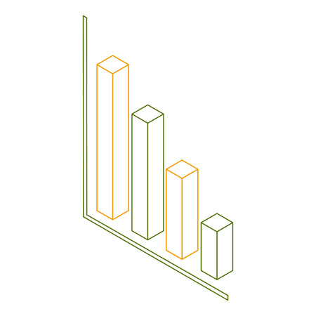 graph bar statistics diagram financial isometric design vector illustration outline colorのイラスト素材
