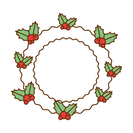 christmas leafs decorative frame vector illustration designのイラスト素材