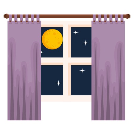 bedroom windows night isolated icon vector illustration designのイラスト素材