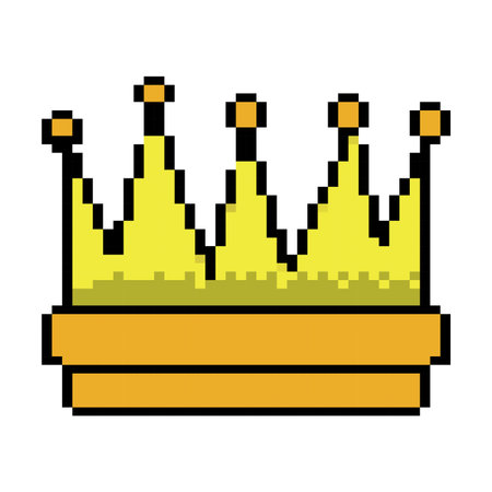 Symbol of king crown video game element graphic vector illustration pixelated imageのイラスト素材