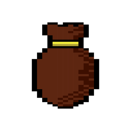 Money bag icon video game vector illustration pixelated imageのイラスト素材