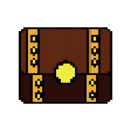Video game treasure chest fortune vector illustration pixelated imageのイラスト素材