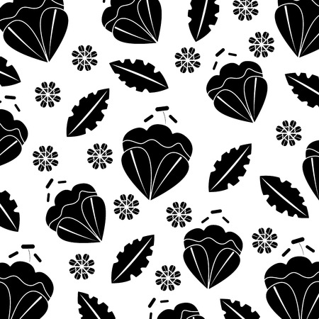 beauty flowers branch leaves decoration pattern vector illustrationのイラスト素材