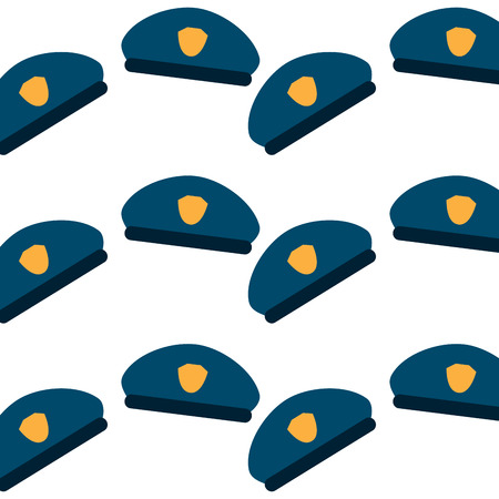 seamless pattern police hat uniform accessory vector illustrationのイラスト素材