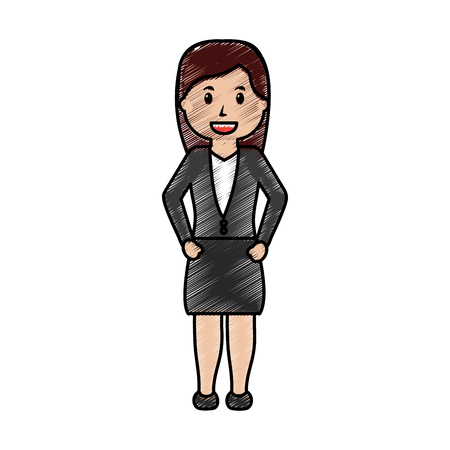 business woman standing wearing skirt and shirt vector illustration drawing imageのイラスト素材