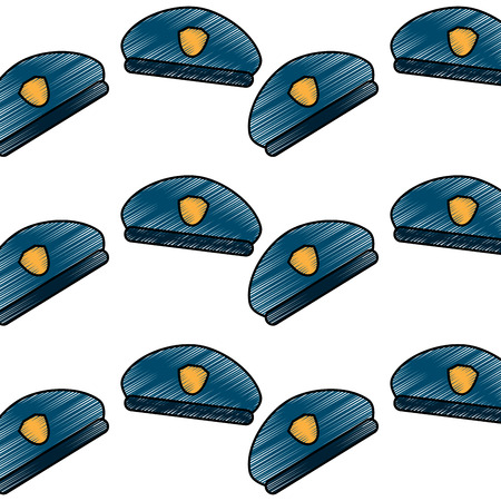 seamless pattern police hat uniform accessory vector illustrationのイラスト素材