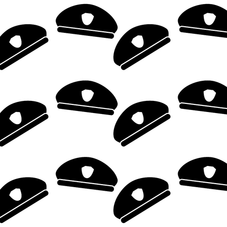A seamless pattern of police hat silhouetteのイラスト素材