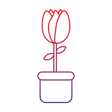 potted tulip flower decoration ornament vector illustrationのイラスト素材