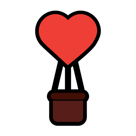 air balloon shape heart love with basket vector illustrationのイラスト素材