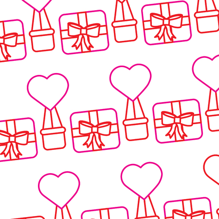 valentines day gift box air balloon heart pattern vector illustrationのイラスト素材