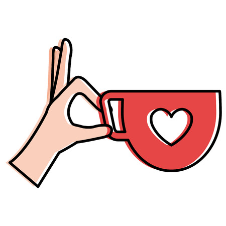 hand with coffee cup isolated icon vector illustration designのイラスト素材