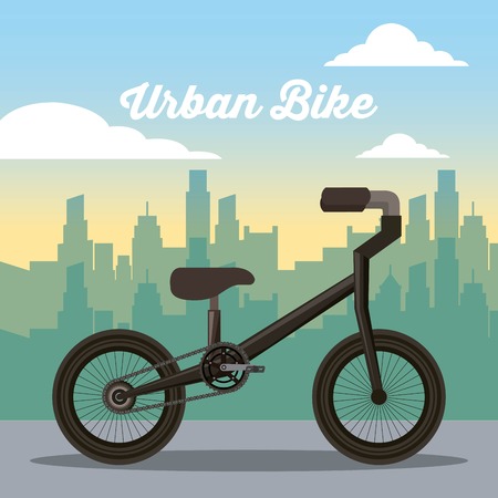 urban bike buildig city sport recreation vector illustrationのイラスト素材