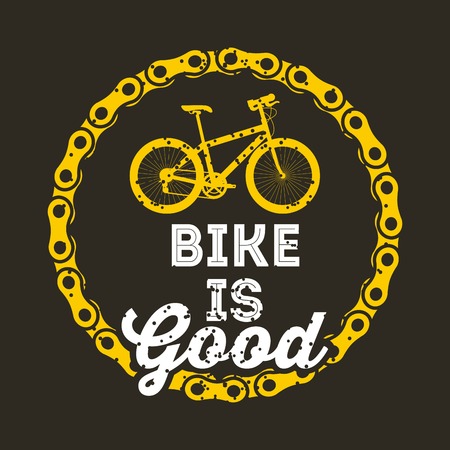 Bike is good round chain poster, dark background, vector illustrationのイラスト素材