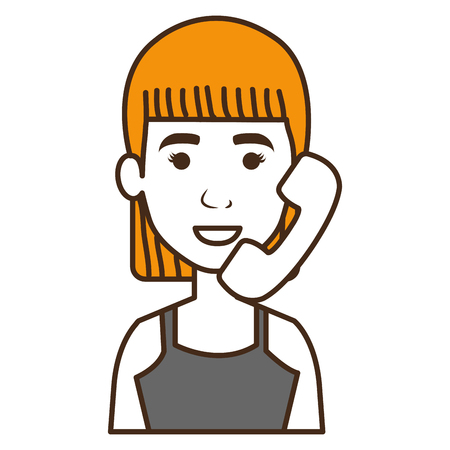 woman with telephone calling vector illustration designのイラスト素材
