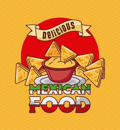 mexican food delicious nachos cheddar spice vector illustrationのイラスト素材