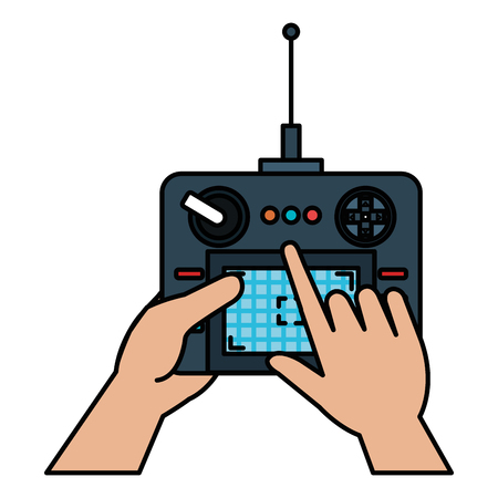 user hand with drone remote control vector illustration designのイラスト素材