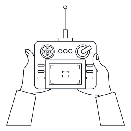 user hand with drone remote control vector illustration design