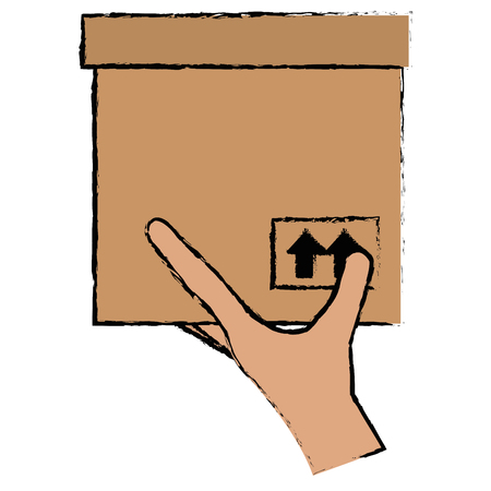 hand with carton box packing icon vector illustration designのイラスト素材