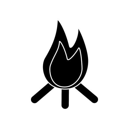 Bonfire flame hot wooden warm icon vector illustration black imageのイラスト素材
