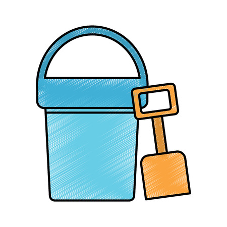 beach bucket and shovel toy plastic vector illustration drawing imageのイラスト素材